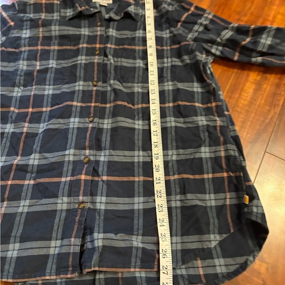 Carhartt Button Shirt blue Flannel Plain Long Sleeve Youth Size XL (16/18) - Picture 15 of 16